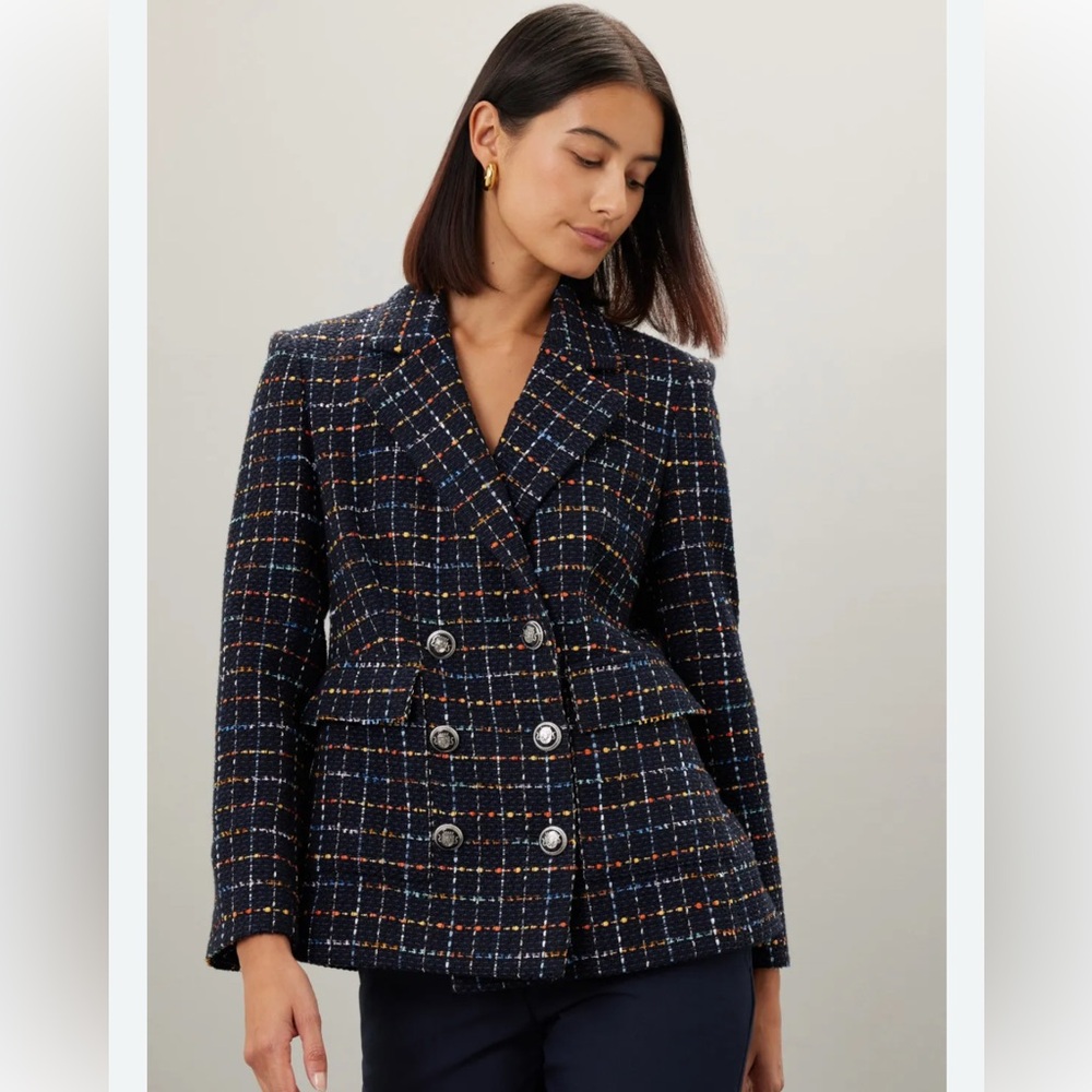 $698 Veronica Beard Rumer Tweed Dickey Jacket - Size 4